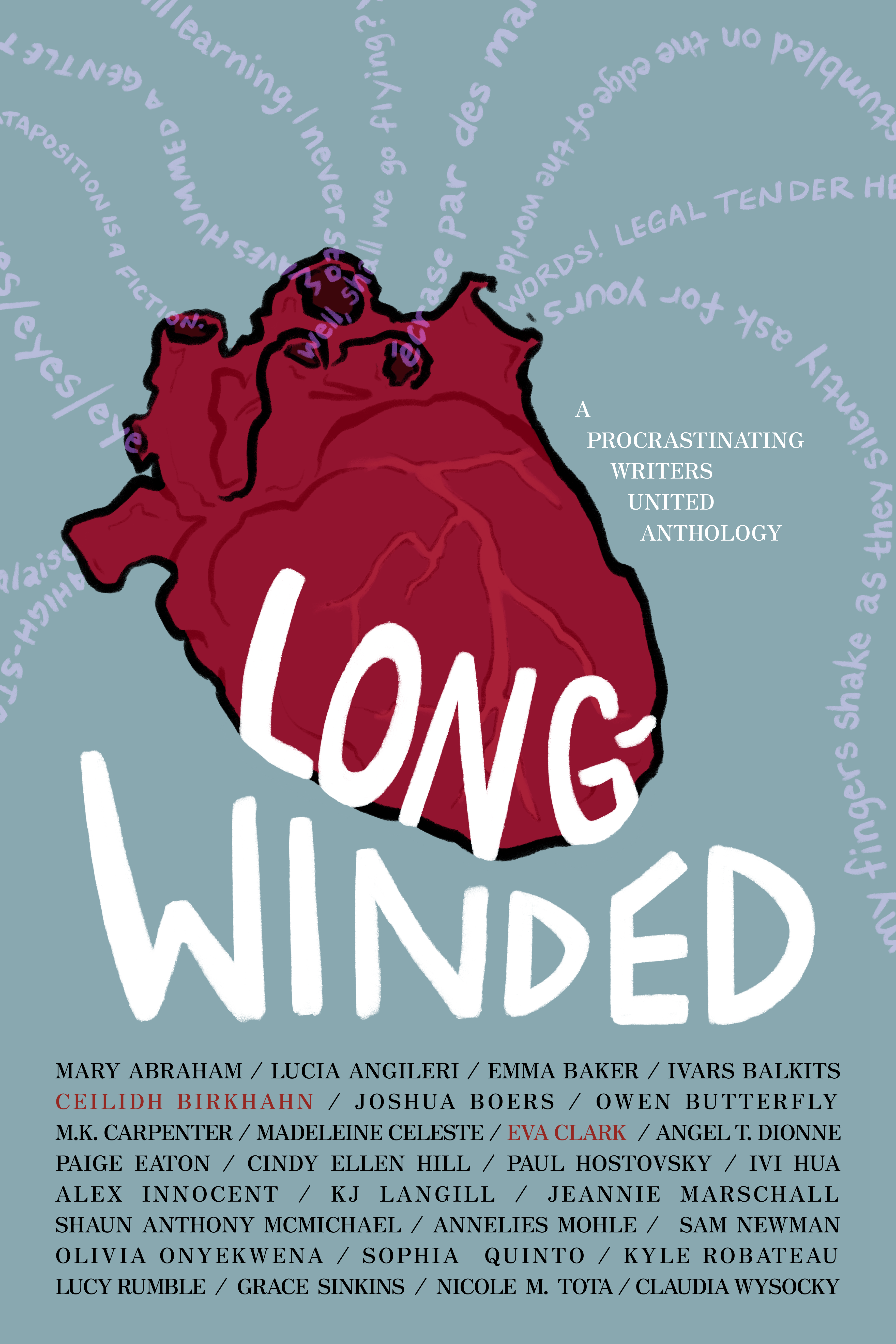Book cover of Long-Winded: a Procrastinating Writers United Anthology by kale