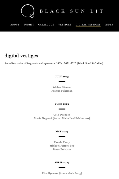 digital vestiges latest issue