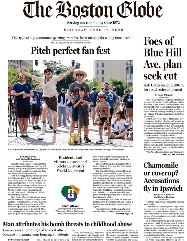 Boston Globe latest issue