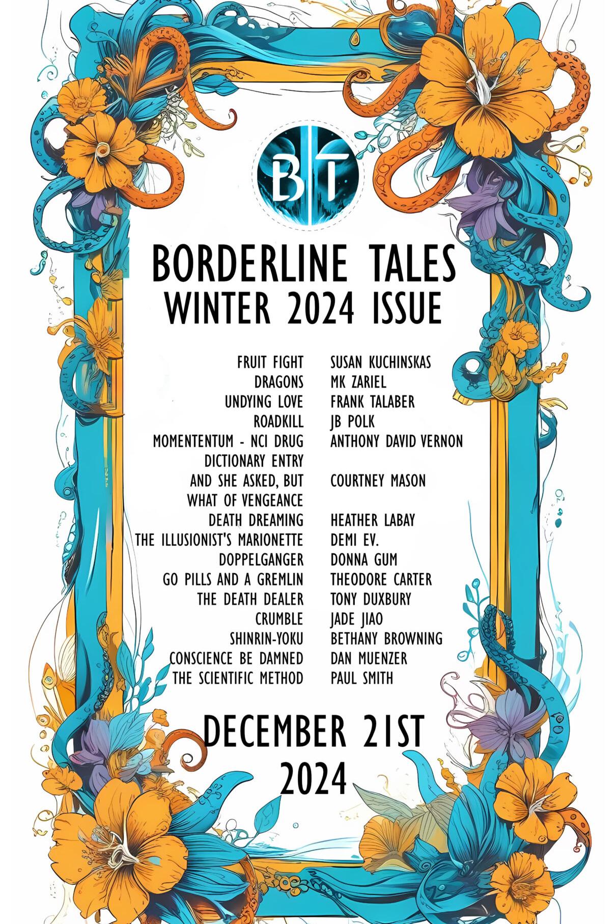 Book cover of Borderline Tales Winter 2024 Issue by Anthony David Vernon