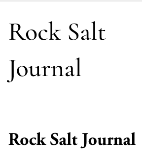 Rock Salt Journal latest issue