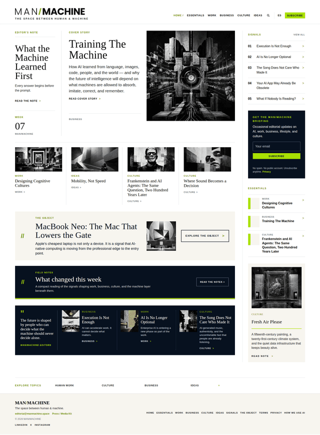 MAN/MACHINE latest issue